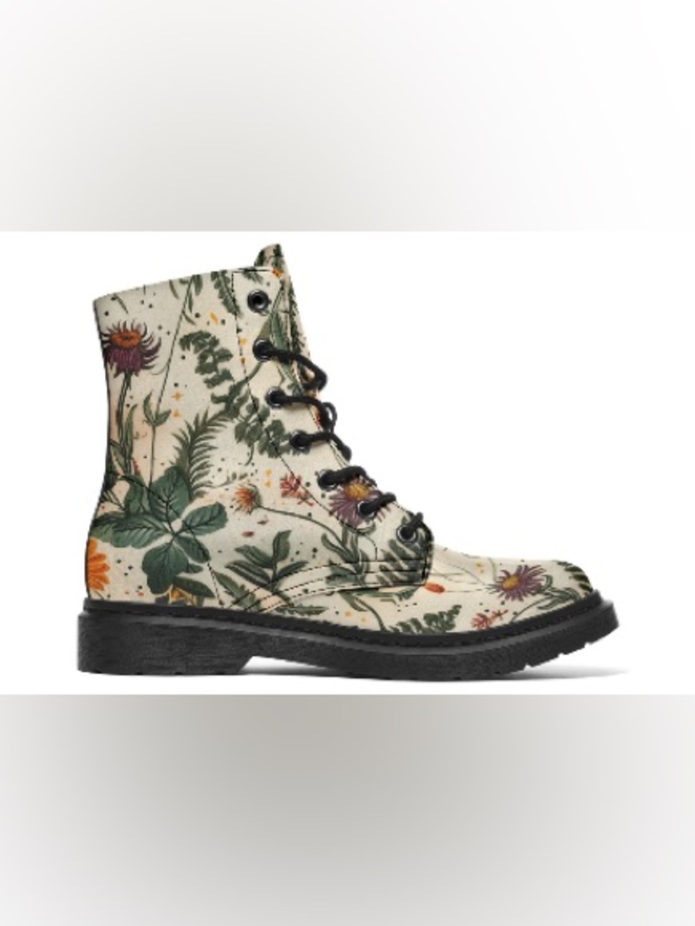 Rogue + Wolf Midsummer Lace-Up Boots - Wildflower Floral Cream Green 9